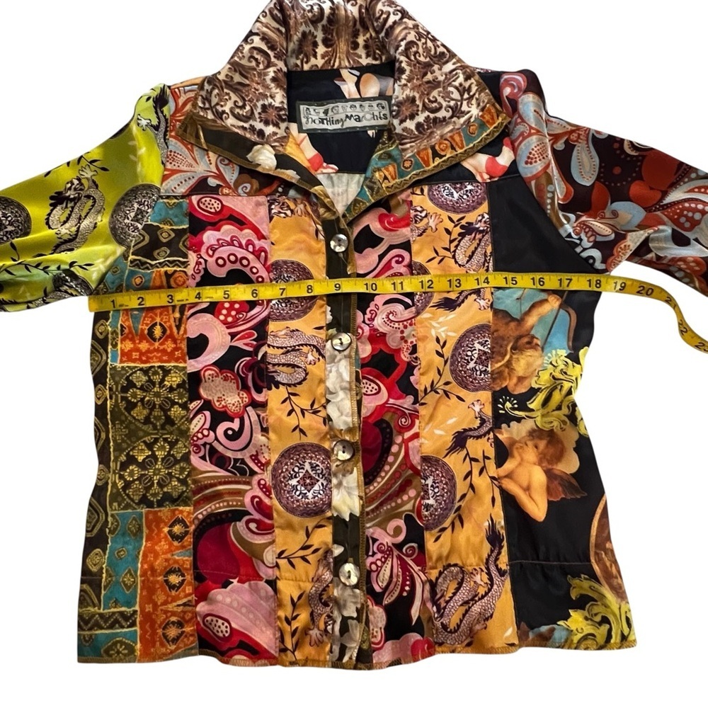 Nothing Matches 90s Baroque Patchwork Satin Jacket  Medium boho y2k art to wear - Picture 8 of 15